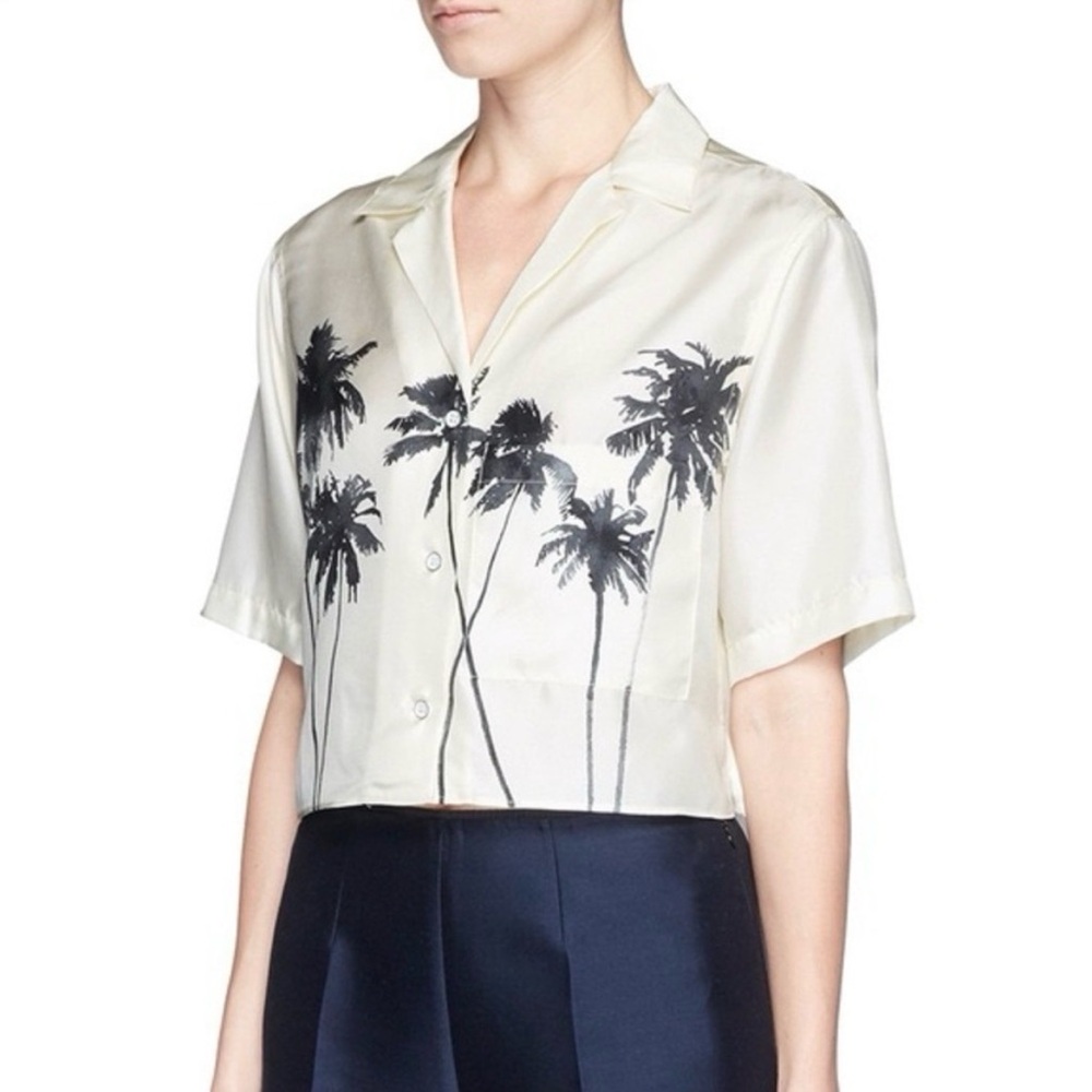 Rag & Bone Silk Palm Tree Crop Top